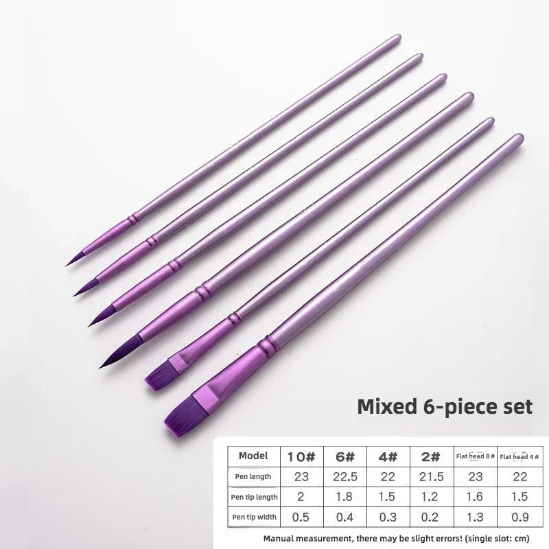 Buy The Best By Artsulli - Art is Long Life Short - 4/6 pcs Watercolor Brush Set Soft Head Nylon Hair Water Chalk Round Flat Oil Student