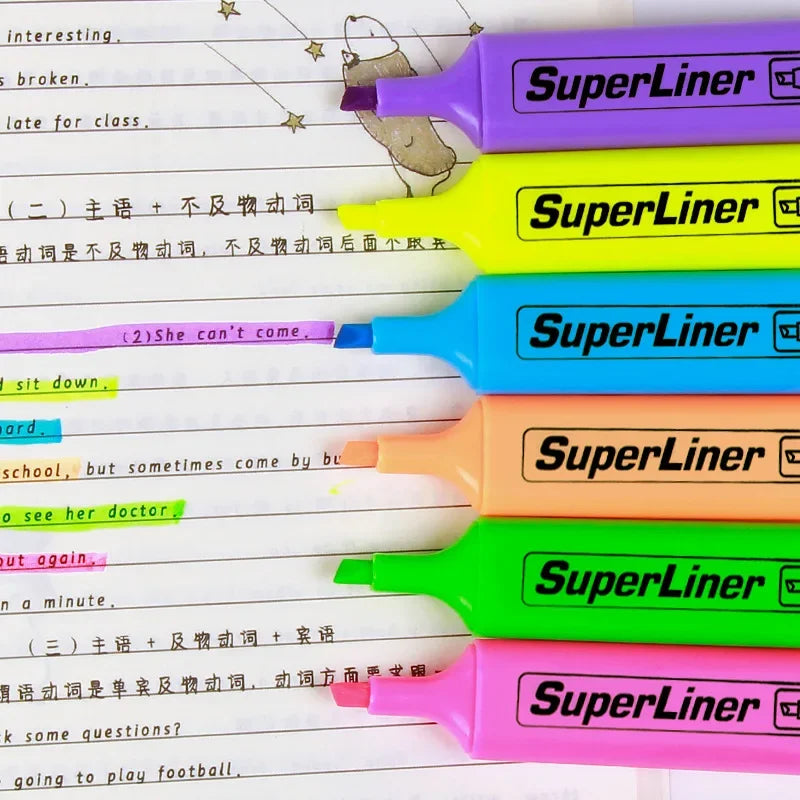 Buy The Best By Artsulli - Art is Long Life Short - 4/6Pc Highlighter Fluorescent Pen Broad Tip Writing Marker Pens for Drawing Doodling