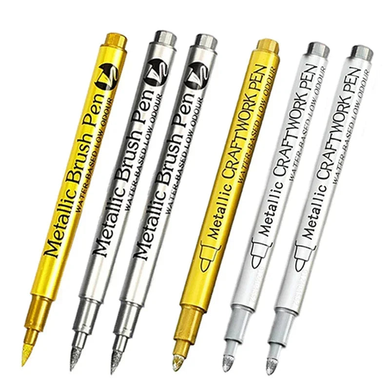 Buy The Best By Artsulli - Art is Long Life Short - 4/6pcs Waterproof Permanent Metallic Brush Paint Marker Pens DIY Resin Mold Gold Silver