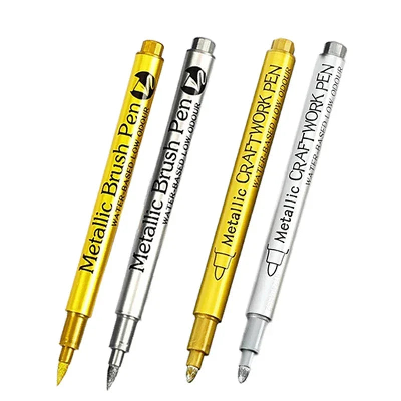 Buy The Best By Artsulli - Art is Long Life Short - 4/6pcs Waterproof Permanent Metallic Brush Paint Marker Pens DIY Resin Mold Gold Silver