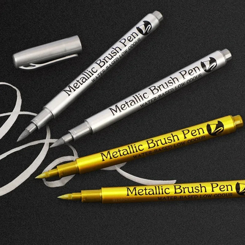 Buy The Best By Artsulli - Art is Long Life Short - 4/6pcs Waterproof Permanent Metallic Brush Paint Marker Pens DIY Resin Mold Gold Silver