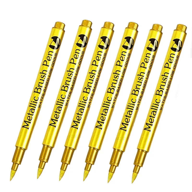 Buy The Best By Artsulli - Art is Long Life Short - 4/6pcs Waterproof Permanent Metallic Brush Paint Marker Pens DIY Resin Mold Gold Silver