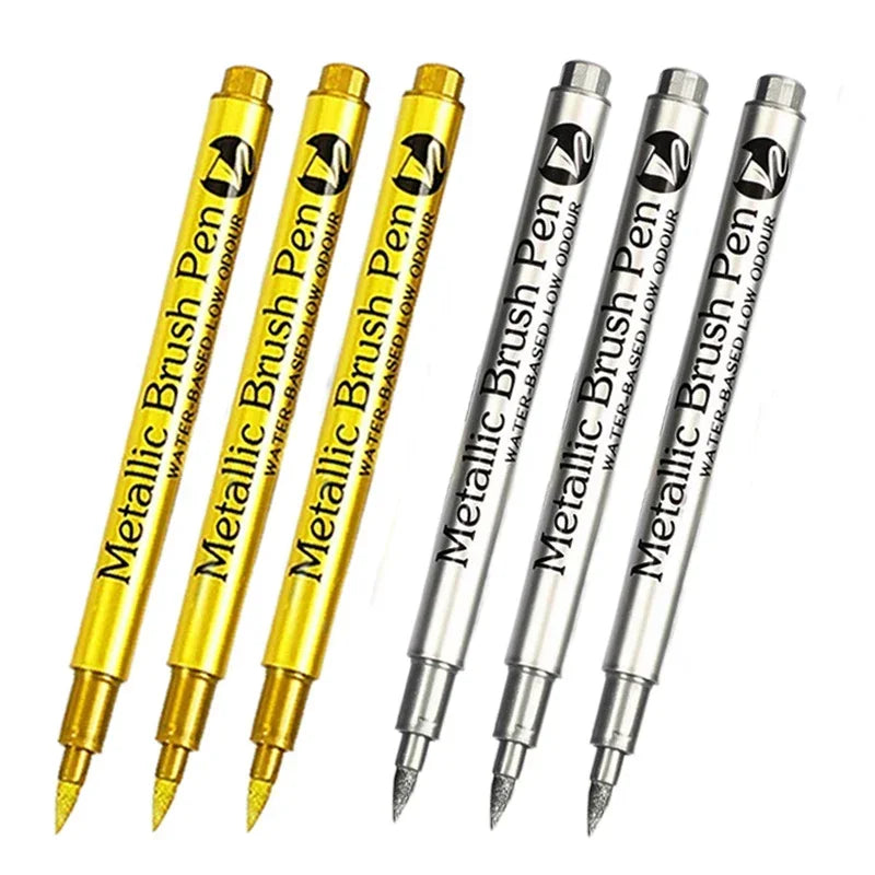 Buy The Best By Artsulli - Art is Long Life Short - 4/6pcs Waterproof Permanent Metallic Brush Paint Marker Pens DIY Resin Mold Gold Silver