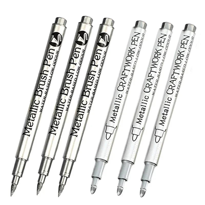 Buy The Best By Artsulli - Art is Long Life Short - 4/6pcs Waterproof Permanent Metallic Brush Paint Marker Pens DIY Resin Mold Gold Silver