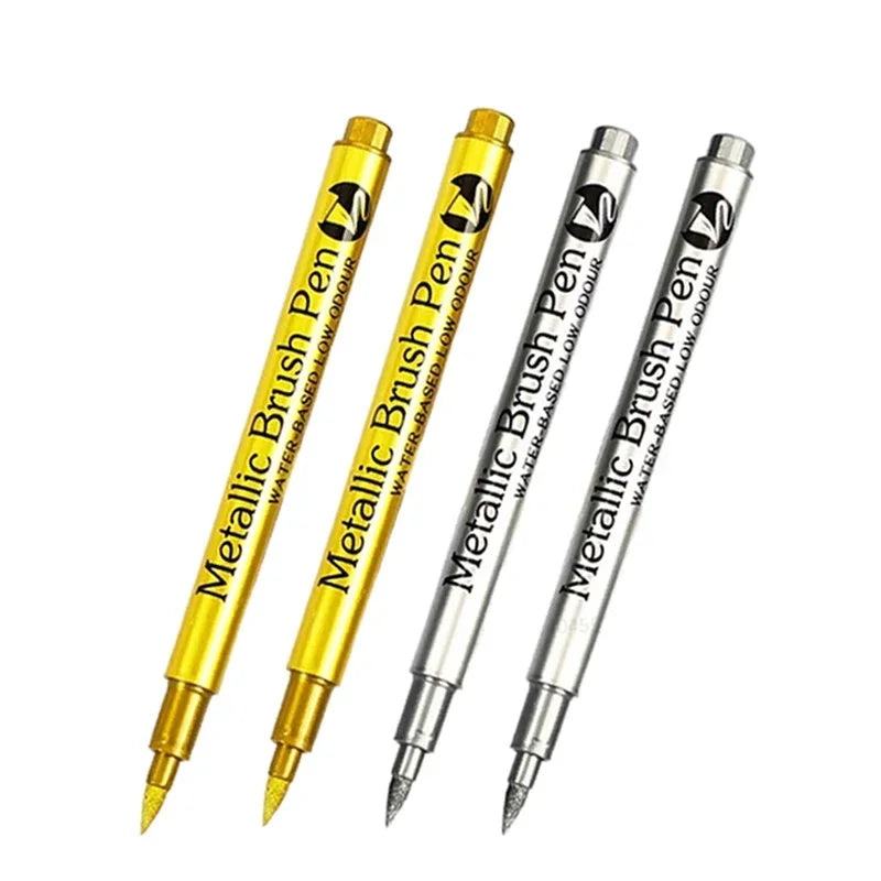 Buy The Best By Artsulli - Art is Long Life Short - 4/6pcs Waterproof Permanent Metallic Brush Paint Marker Pens DIY Resin Mold Gold Silver