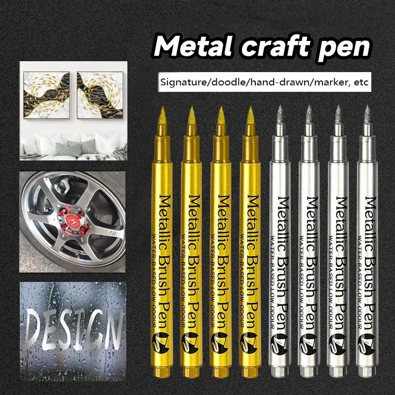 Buy The Best By Artsulli - Art is Long Life Short - 4/6pcs Waterproof Permanent Metallic Brush Paint Marker Pens DIY Resin Mold Gold Silver