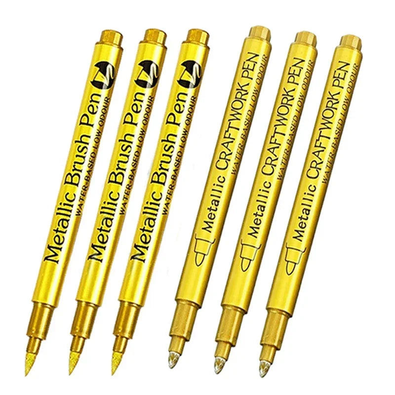 Buy The Best By Artsulli - Art is Long Life Short - 4/6pcs Waterproof Permanent Metallic Brush Paint Marker Pens DIY Resin Mold Gold Silver