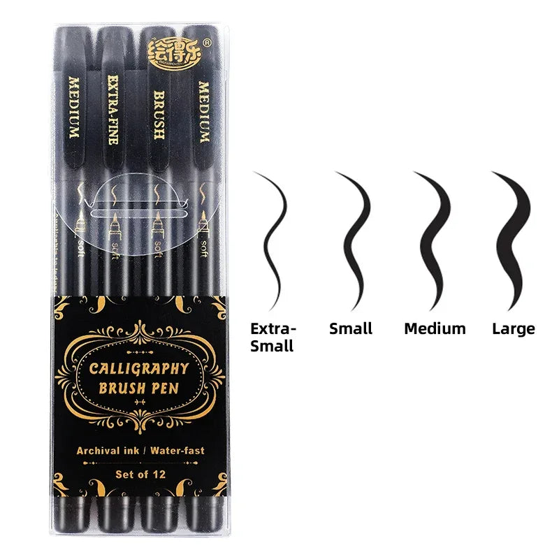 Buy The Best By Artsulli - Art is Long Life Short - 4 Pcs Black Hand Lettering Calligraphy Pen Set Drawing Writing Learning Fine Brush