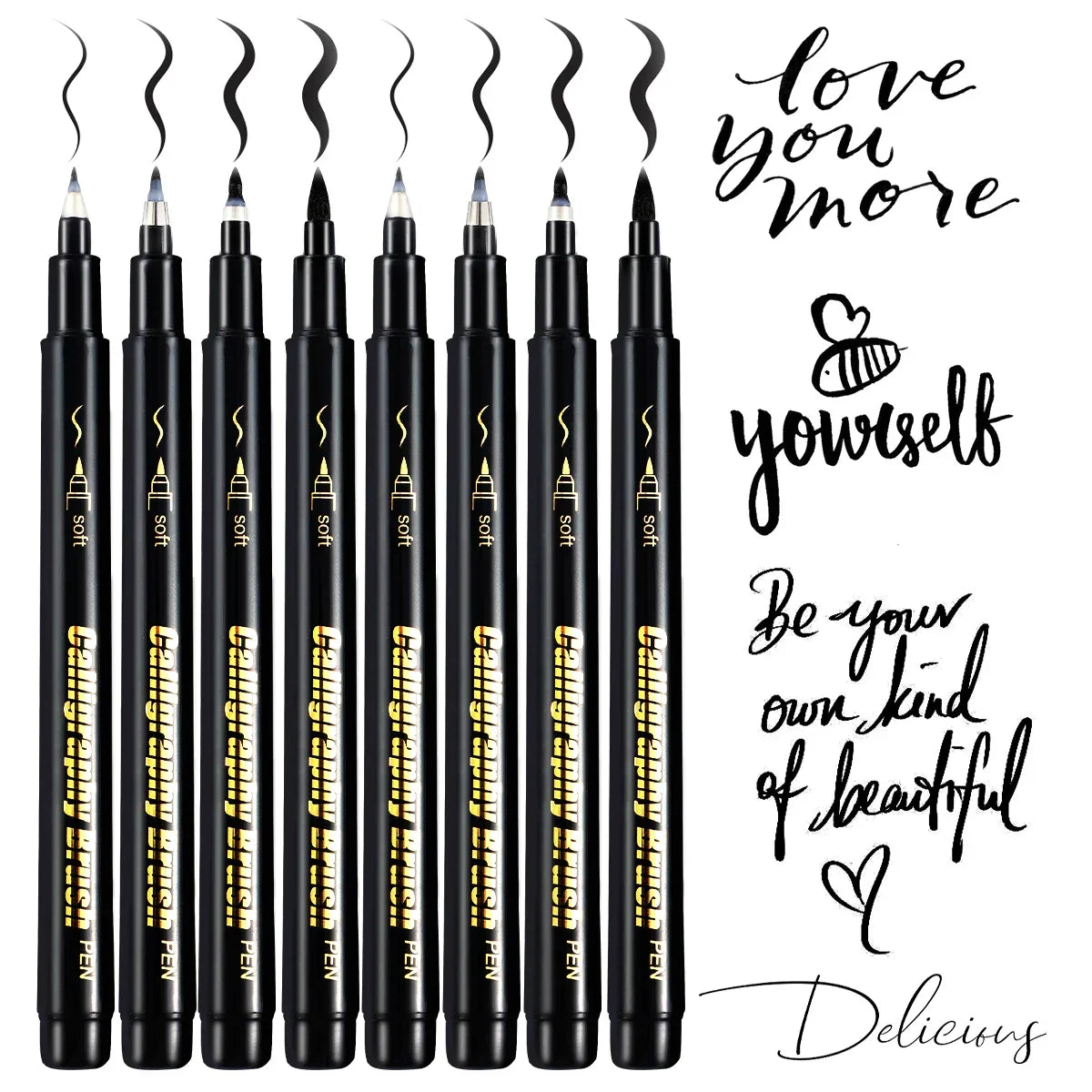 Buy The Best By Artsulli - Art is Long Life Short - 4 Pcs Black Hand Lettering Calligraphy Pen Set Drawing Writing Learning Fine Brush