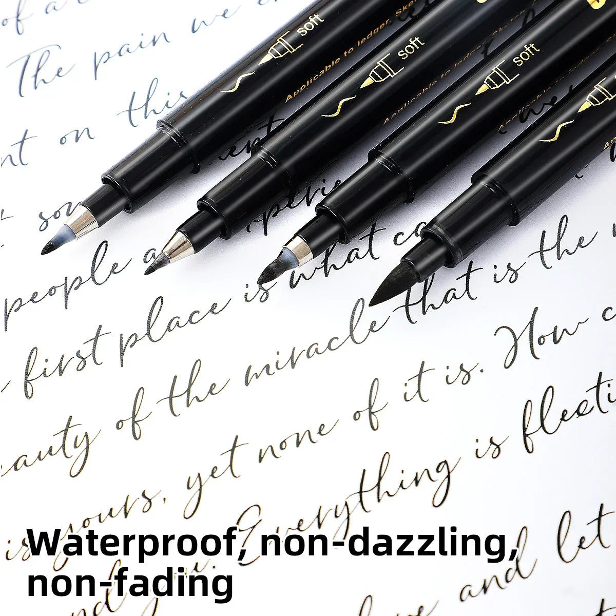 Buy The Best By Artsulli - Art is Long Life Short - 4 Pcs Black Hand Lettering Calligraphy Pen Set Drawing Writing Learning Fine Brush