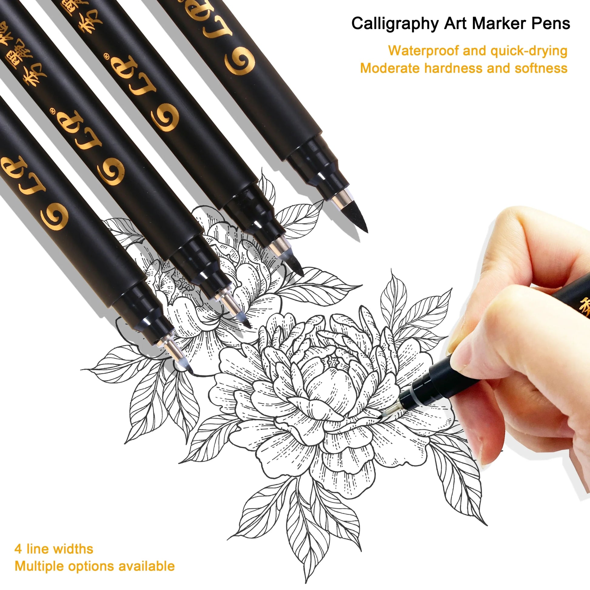Buy The Best By Artsulli - Art is Long Life Short - 4 pcs Calligraphy Marker Pens Brush as a gift for Craft Supplies Writing Office School