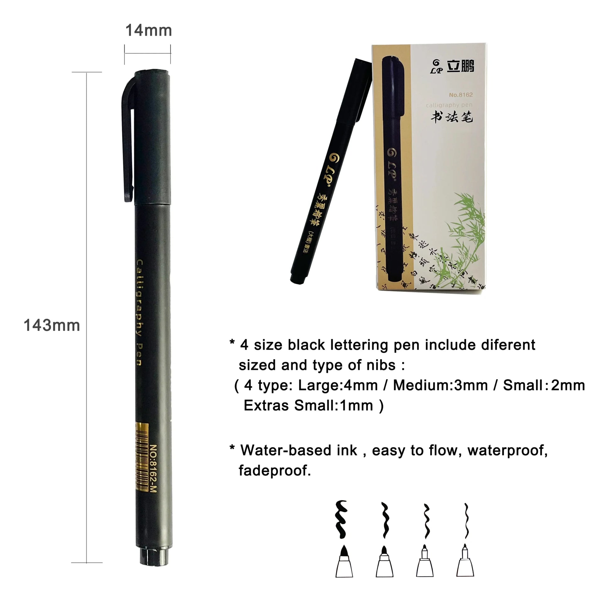 Buy The Best By Artsulli - Art is Long Life Short - 4 pcs Size black Chinese style Calligraphy Brush tip Pen for Student easy writing