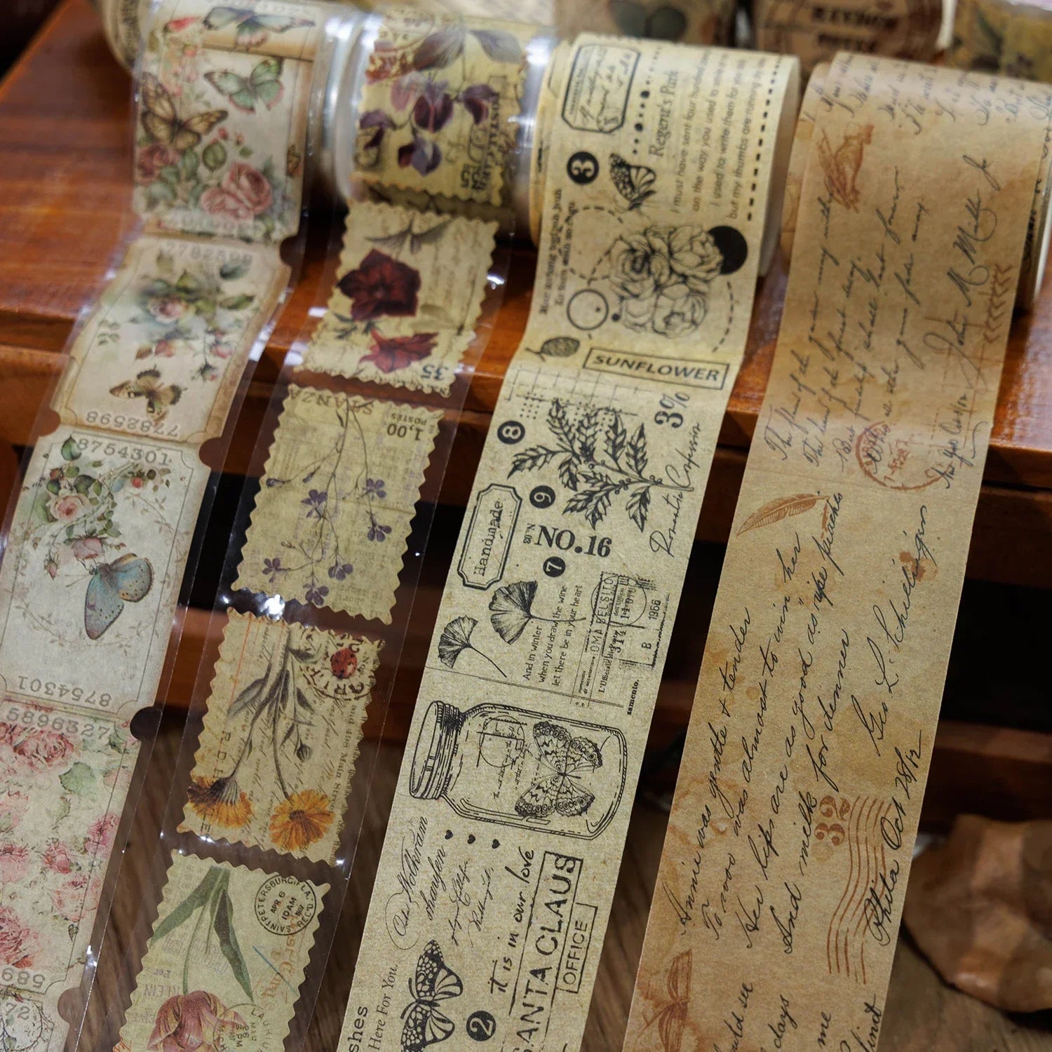 Buy The Best By Artsulli - Art is Long Life Short - 4 Rolls - Vintage Washi Die-Cut Tape - 2 1.38In×78.7In + 1.57In×78.7In - Decorative