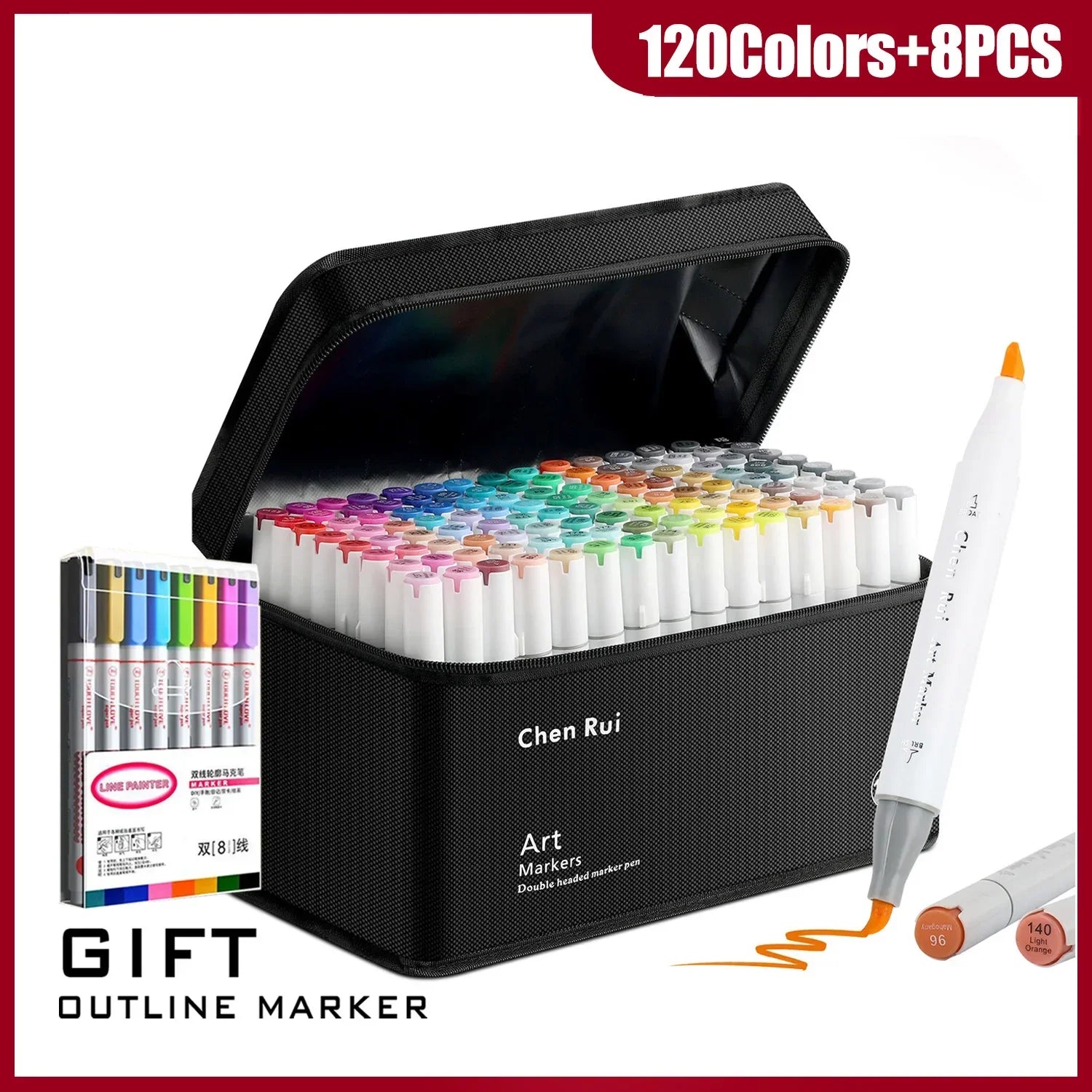 Buy The Best By Artsulli - Art is Long Life Short - 48-180 Colors Dual Tip Brush & Chisel Permanent Marker Pens with Base&Outline Markers