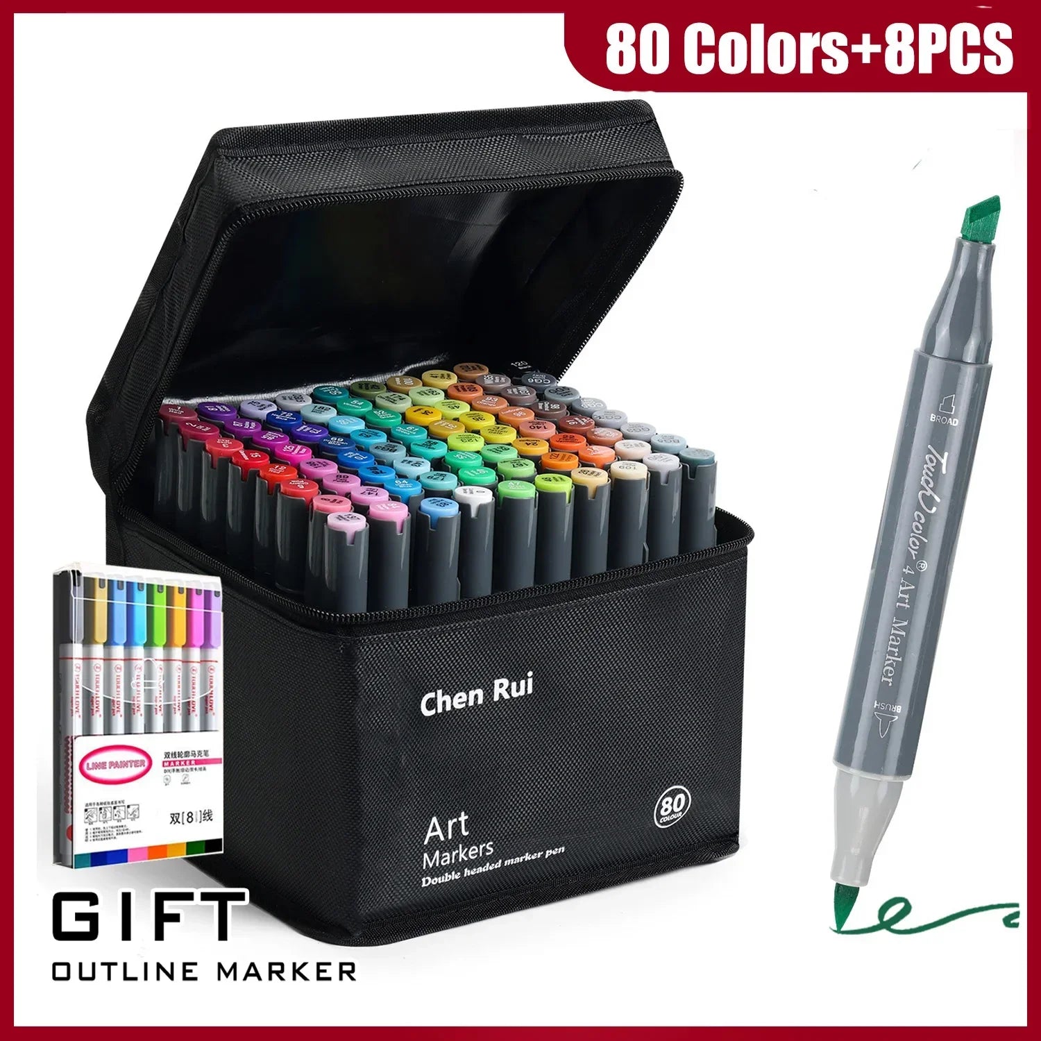 Buy The Best By Artsulli - Art is Long Life Short - 48-180 Colors Dual Tip Brush & Chisel Permanent Marker Pens with Base&Outline Markers