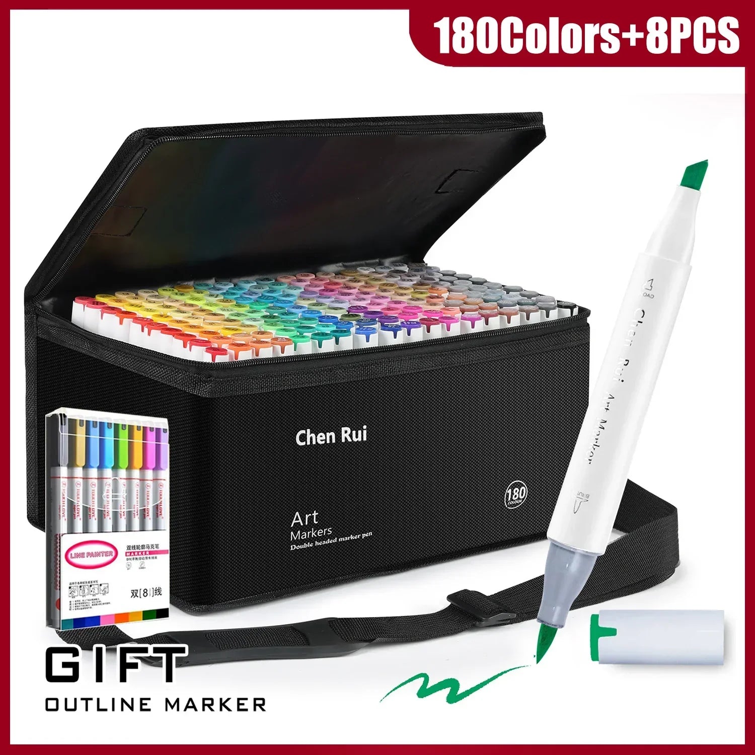 Buy The Best By Artsulli - Art is Long Life Short - 48-180 Colors Dual Tip Brush & Chisel Permanent Marker Pens with Base&Outline Markers