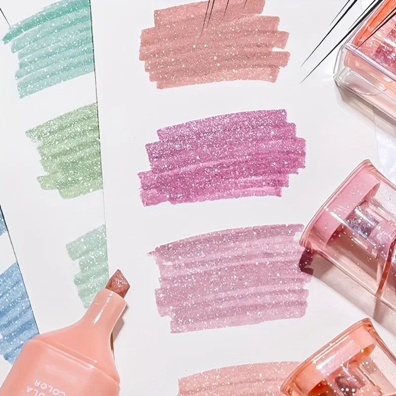 Buy The Best By Artsulli - Art is Long Life Short - 4pcs Glitter Highlighters with Adjustable Line Width & Quick-Dry Smudge-Proof Ink