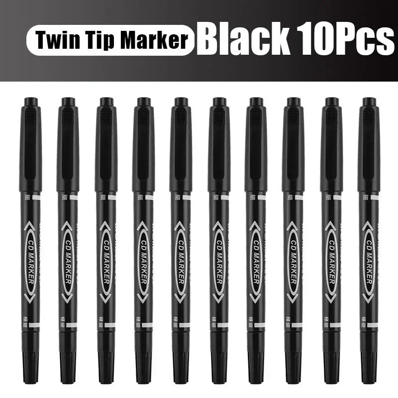 Buy The Best By Artsulli - Art is Long Life Short - 5/10 Pcs Twin Tip Permanent Marker Black/Blue/Red Oil Pen Fine Nid Ink Stationery