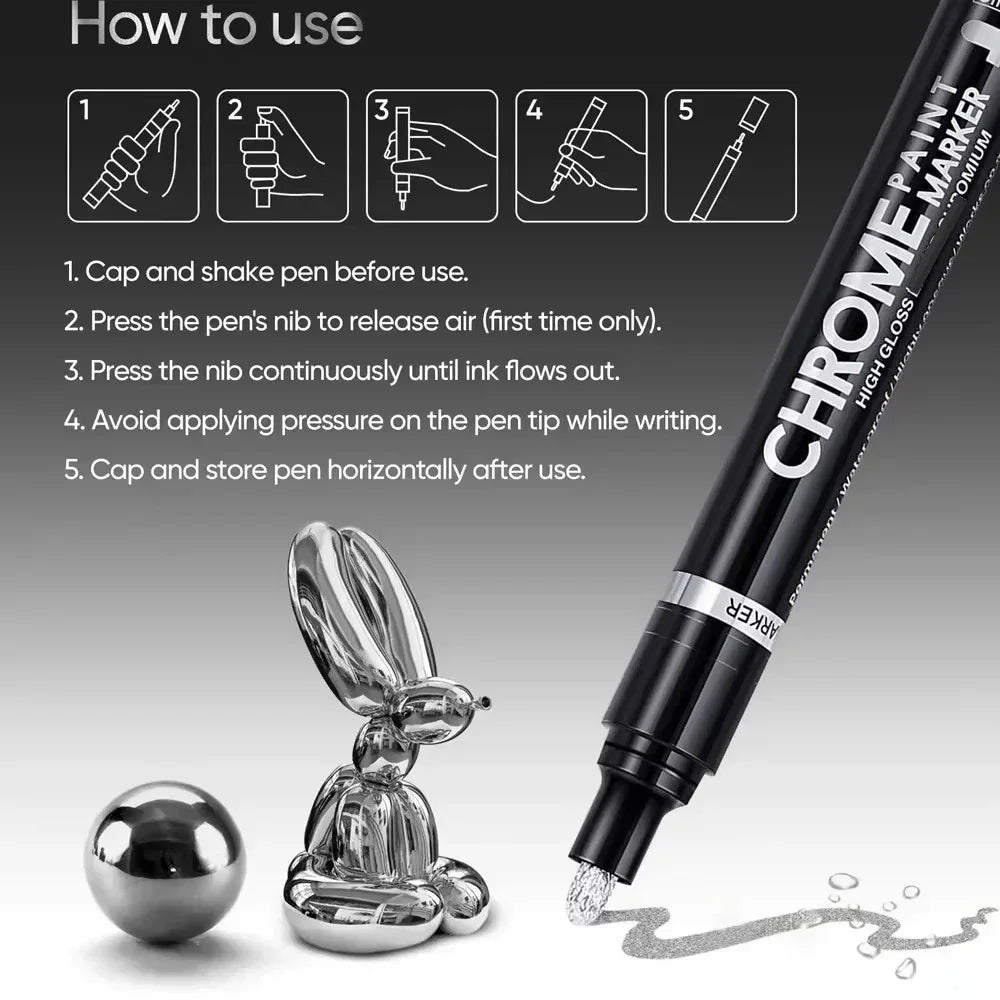 Buy The Best By Artsulli - Art is Long Life Short - 5/1pcs Chrome Pen Marker Mirror Waterproof Paint Repair For Rock Ceramic Glass Metallic