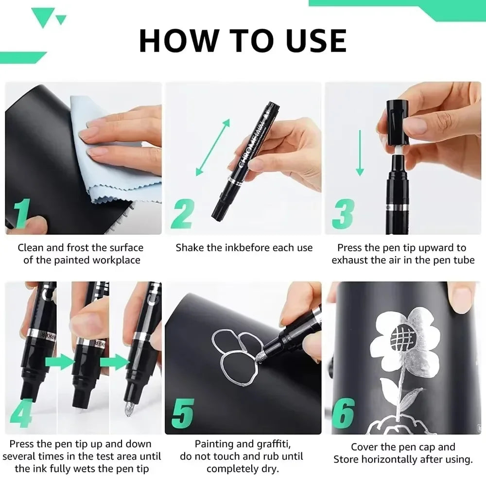 Buy The Best By Artsulli - Art is Long Life Short - 5/1pcs Chrome Pen Marker Mirror Waterproof Paint Repair For Rock Ceramic Glass Metallic