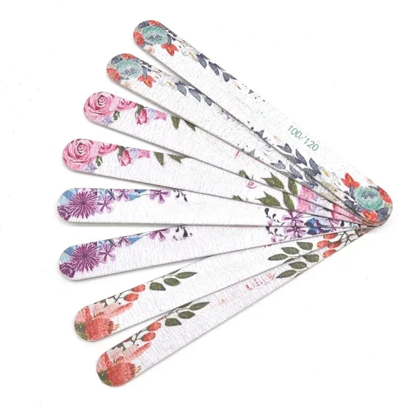 Buy The Best By Artsulli - Art is Long Life Short - 50 Pcs Flower Design Wooden Files Straight Strong Thick Professional Nail Buffer