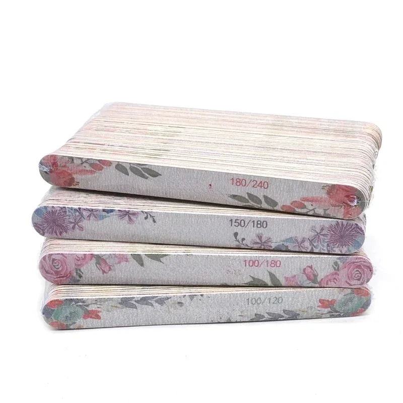 Buy The Best By Artsulli - Art is Long Life Short - 50 Pcs Flower Design Wooden Files Straight Strong Thick Professional Nail Buffer