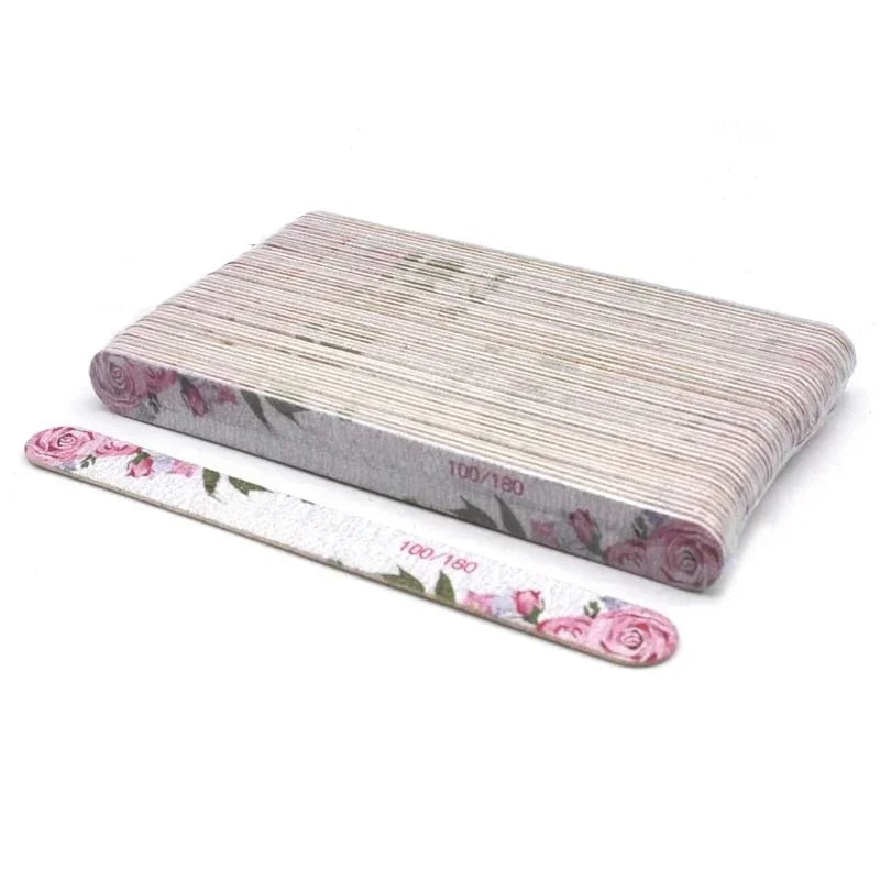 Buy The Best By Artsulli - Art is Long Life Short - 50 Pcs Flower Design Wooden Files Straight Strong Thick Professional Nail Buffer