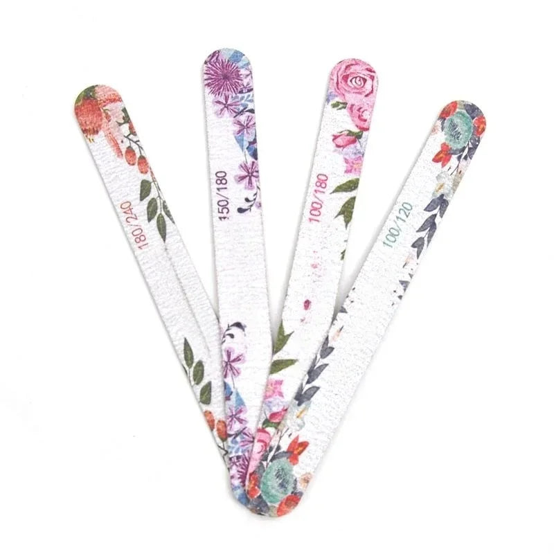 Buy The Best By Artsulli - Art is Long Life Short - 50 Pcs Flower Design Wooden Files Straight Strong Thick Professional Nail Buffer