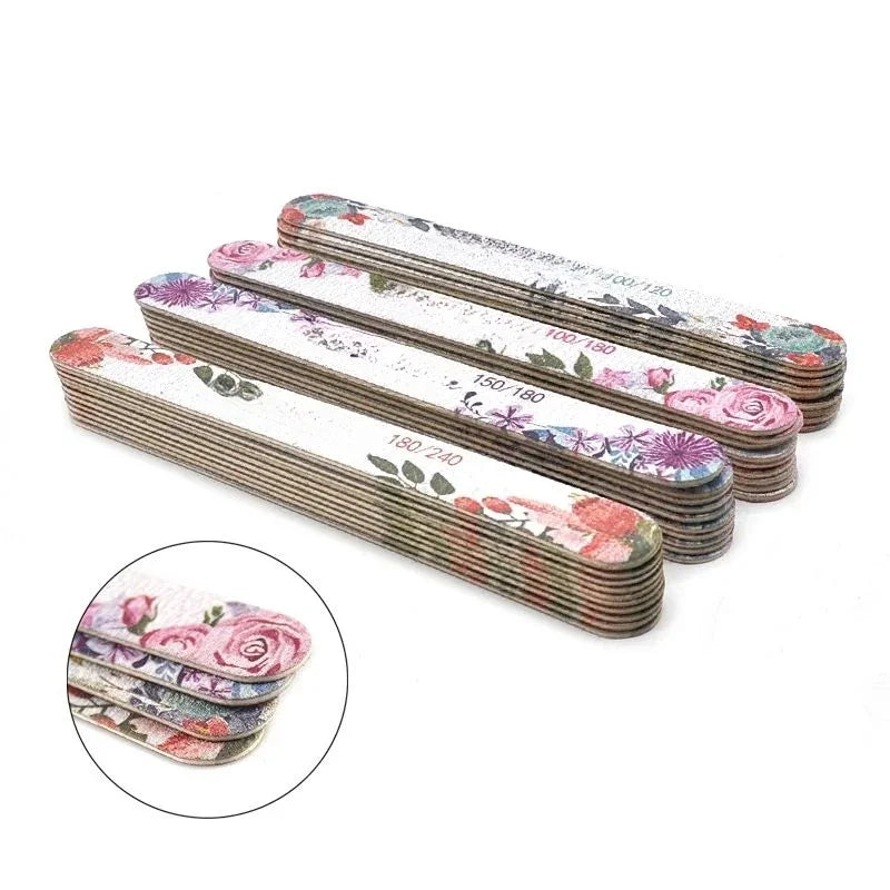 Buy The Best By Artsulli - Art is Long Life Short - 50 Pcs Flower Design Wooden Files Straight Strong Thick Professional Nail Buffer