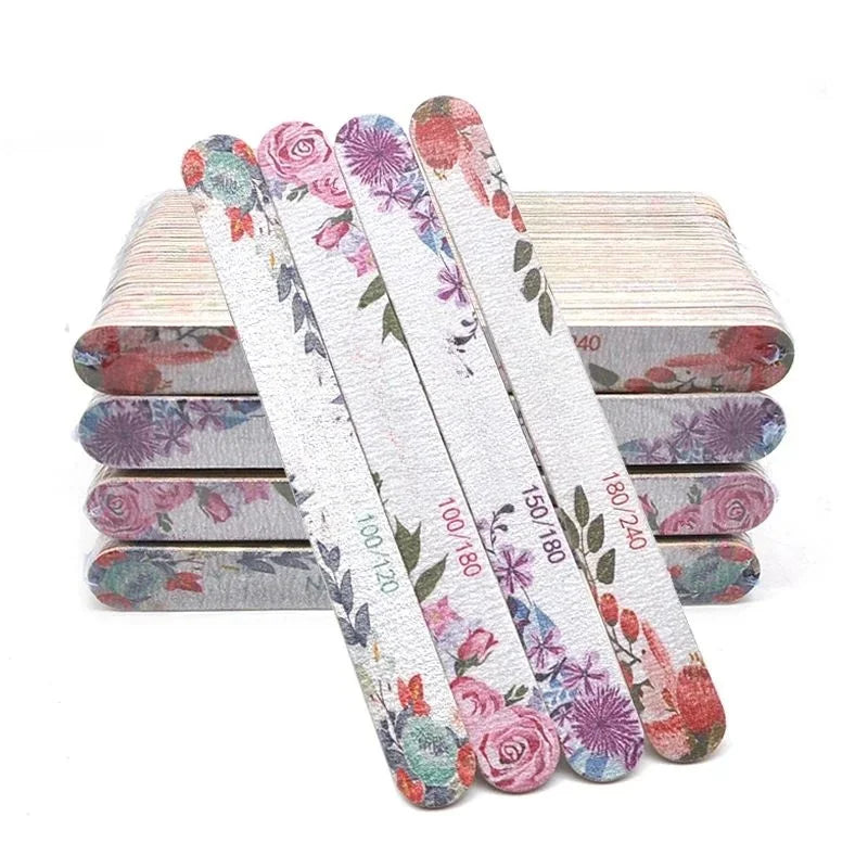 Buy The Best By Artsulli - Art is Long Life Short - 50 Pcs Flower Design Wooden Files Straight Strong Thick Professional Nail Buffer