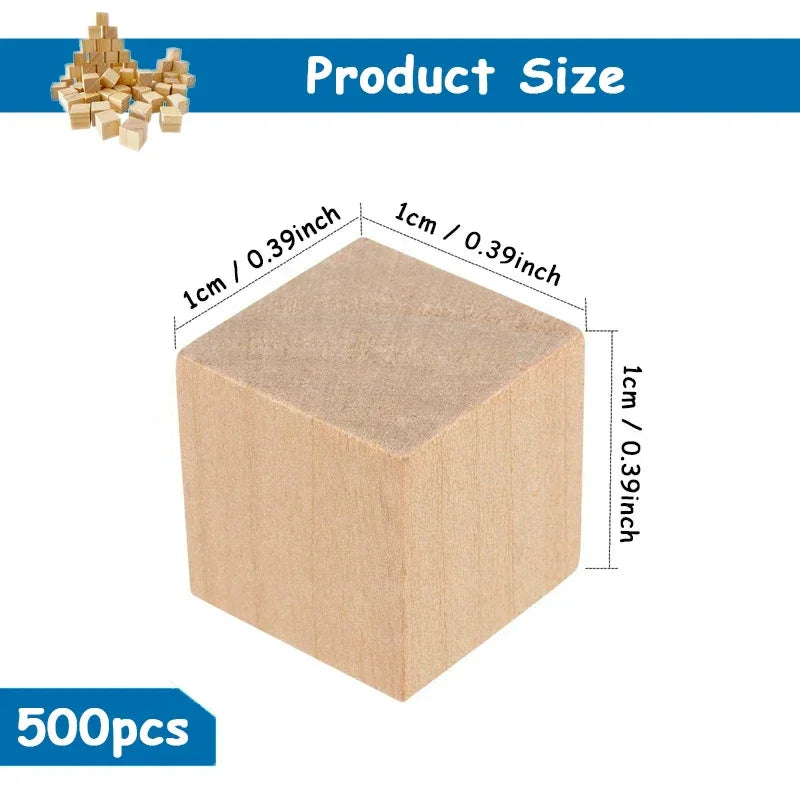 Buy The Best By Artsulli - Art is Long Life Short - 500pcs 1cm Unfinished Wooden Cubes Natural Wood Square Blocks for DIY Project Crafting
