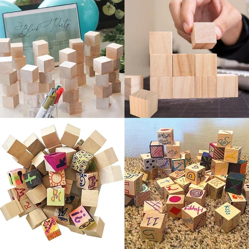 Buy The Best By Artsulli - Art is Long Life Short - 500pcs 1cm Unfinished Wooden Cubes Natural Wood Square Blocks for DIY Project Crafting