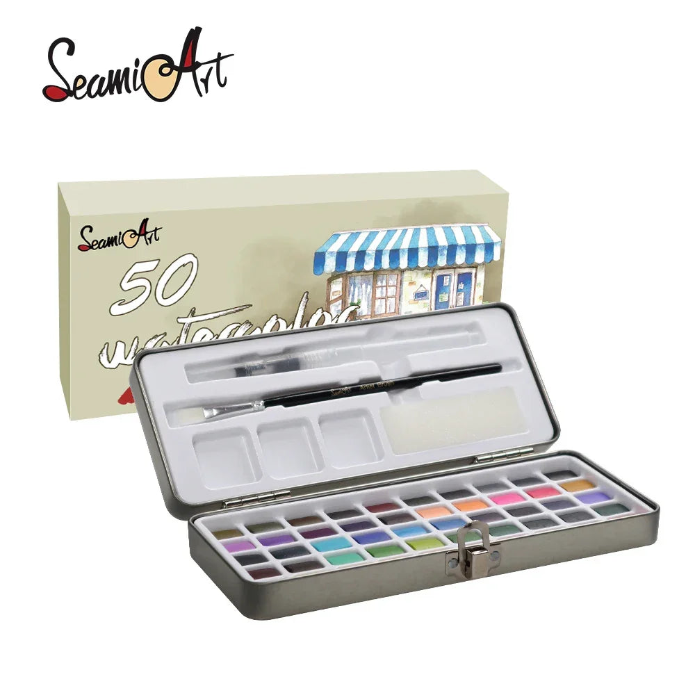 Buy The Best By Artsulli - Art is Long Life Short - 50Color Solid Watercolor Paint Set Portable Pigment for Artist Drawing Paper Supplies