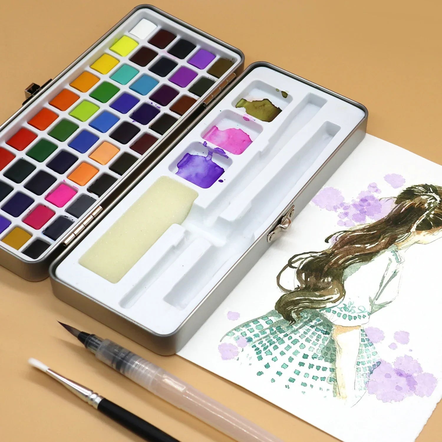 Buy The Best By Artsulli - Art is Long Life Short - 50Color Solid Watercolor Paint Set Portable Pigment for Artist Drawing Paper Supplies