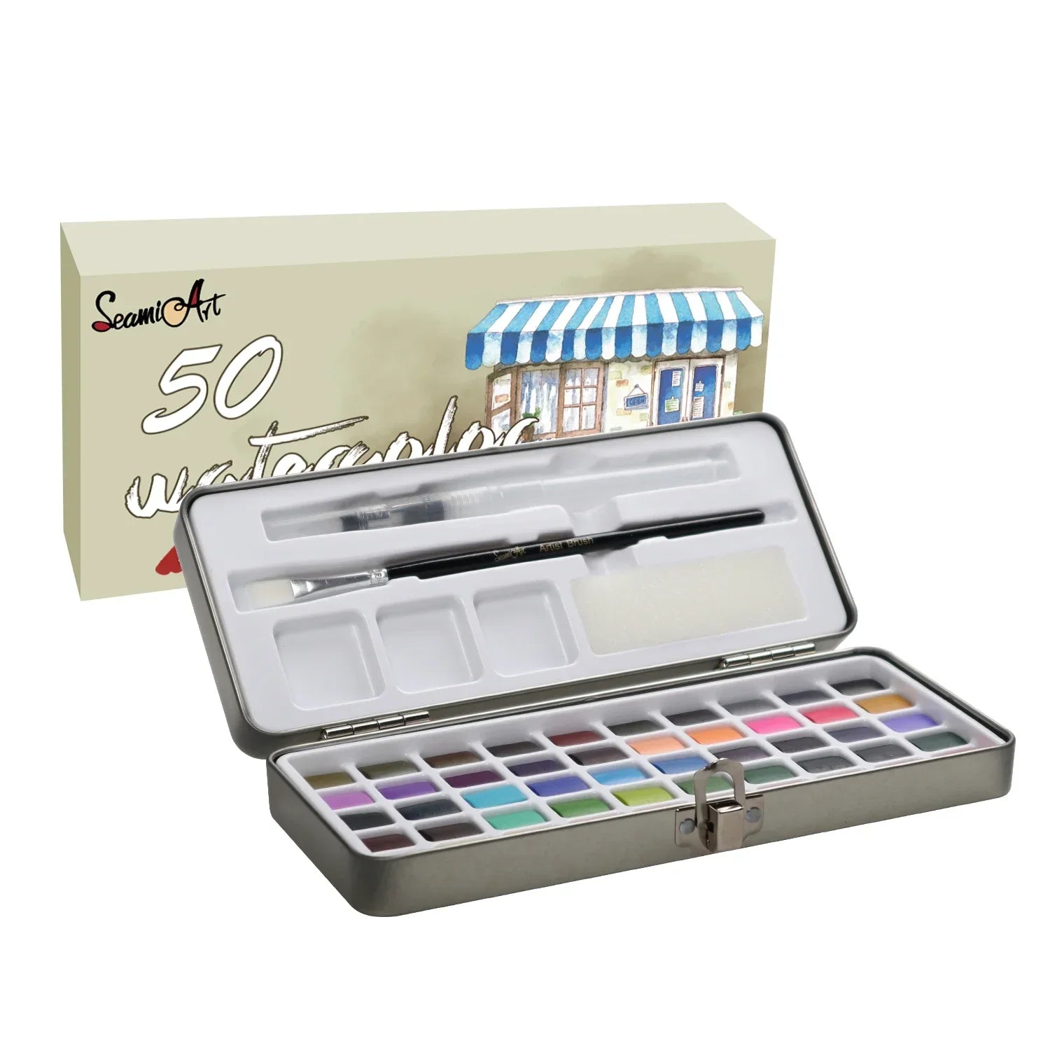 Buy The Best By Artsulli - Art is Long Life Short - 50Color Solid Watercolor Paint Set Portable Pigment for Artist Drawing Paper Supplies