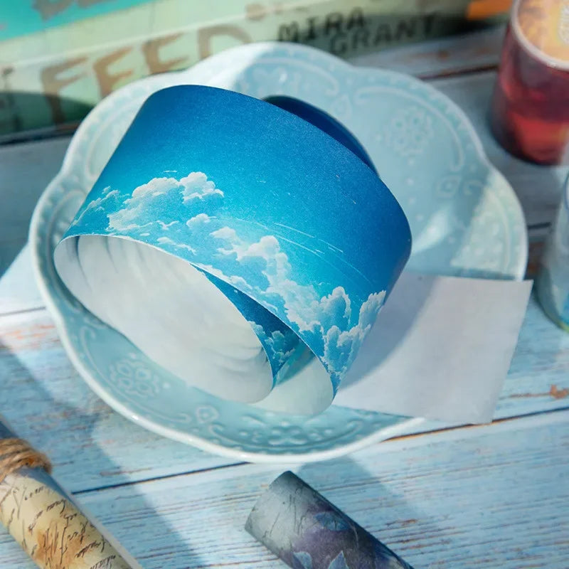 Buy The Best By Artsulli - Art is Long Life Short - 50mm*2m Decorative Adhesive Tape Clouds in Sky Washi Paper for Junk Journal Supplies
