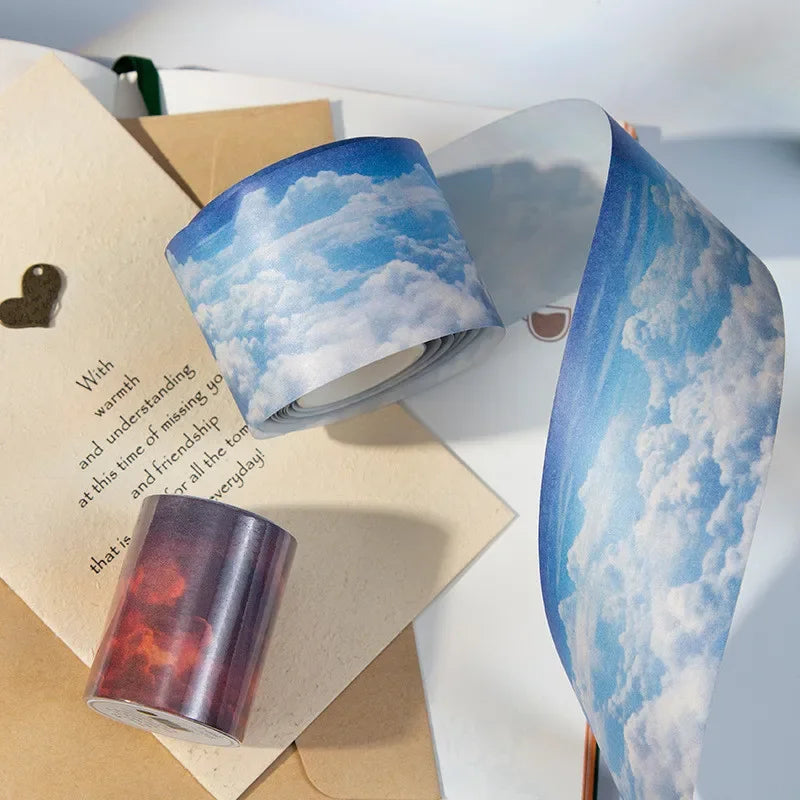 Buy The Best By Artsulli - Art is Long Life Short - 50mm*2m Decorative Adhesive Tape Clouds in Sky Washi Paper for Junk Journal Supplies