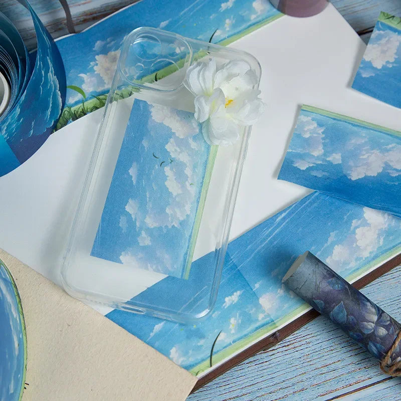 Buy The Best By Artsulli - Art is Long Life Short - 50mm*2m Decorative Adhesive Tape Clouds in Sky Washi Paper for Junk Journal Supplies
