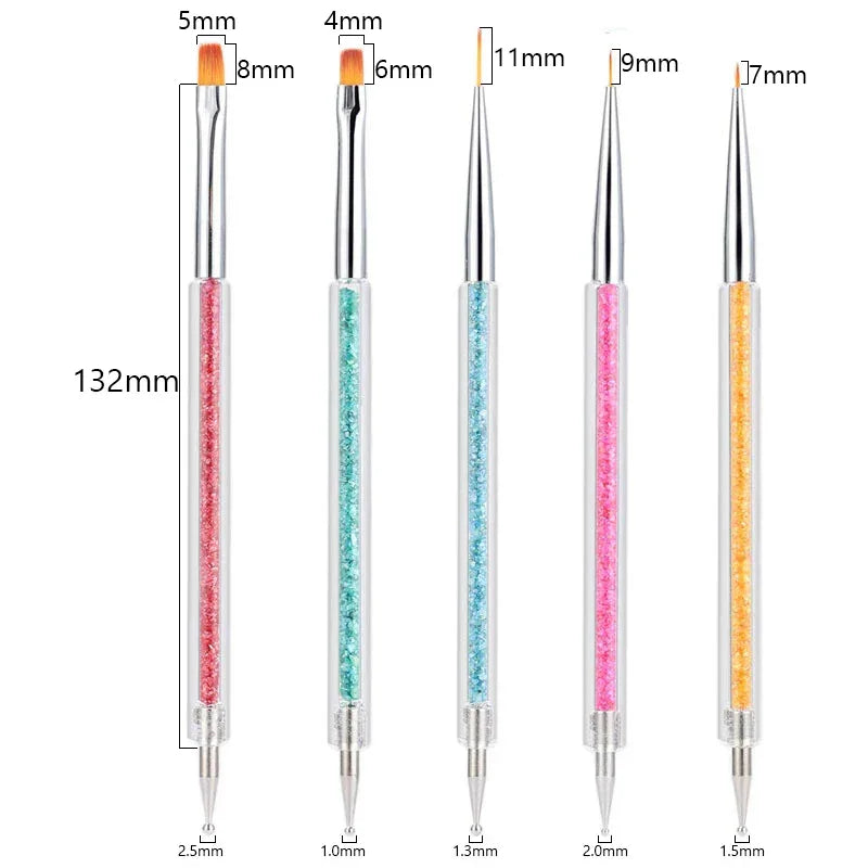 Buy The Best By Artsulli - Art is Long Life Short - 5Pc Nails Dotting Pen Acrylic Drawing Liner Supplies Brush Rhinestone Gems Picker UV