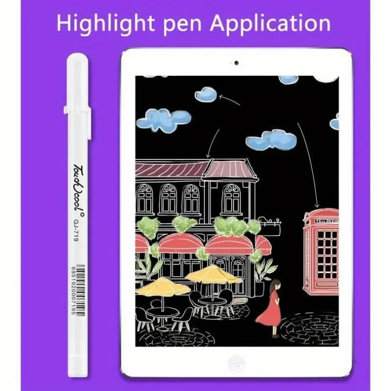 Buy The Best By Artsulli - Art is Long Life Short - 5pcs White Gelly Roll Gel Pen 0.8mm Highlight Marker Drawing Painting Journaling Ink