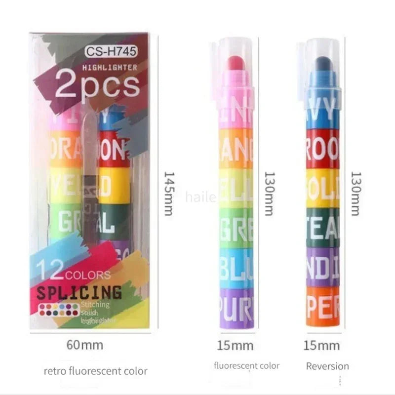 Buy The Best By Artsulli - Art is Long Life Short - 6/12pcs/set Colors Rainbow Mini Splicing Pastel Gel Highlighter Markers Pen Office