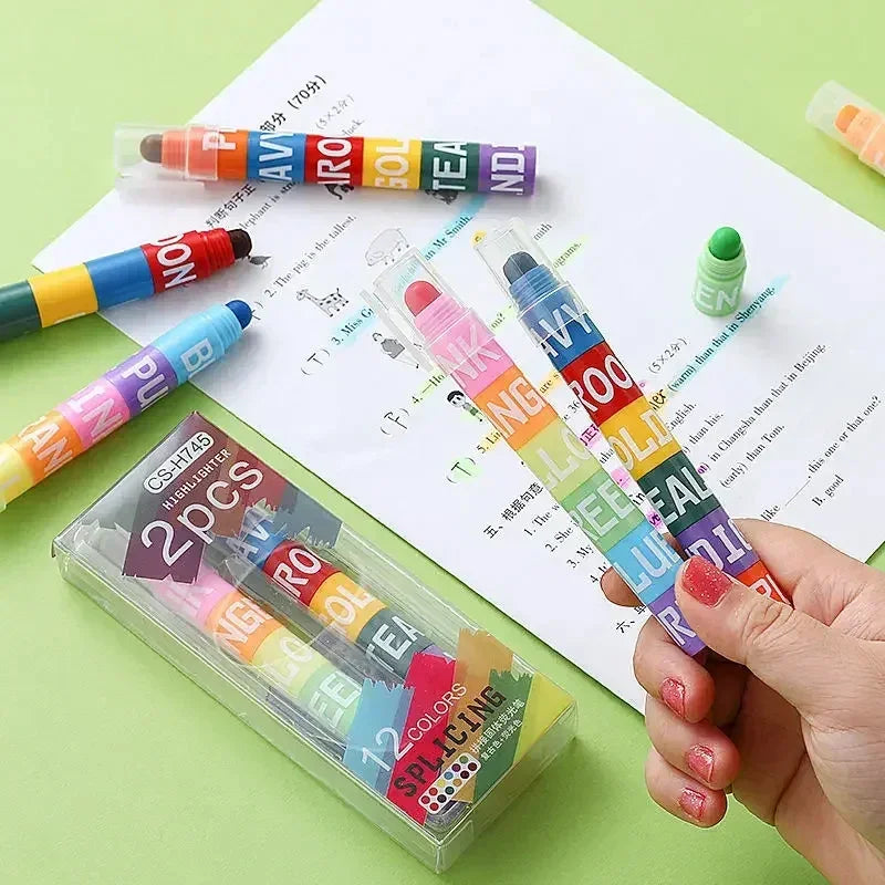 Buy The Best By Artsulli - Art is Long Life Short - 6/12pcs/set Colors Rainbow Mini Splicing Pastel Gel Highlighter Markers Pen Office