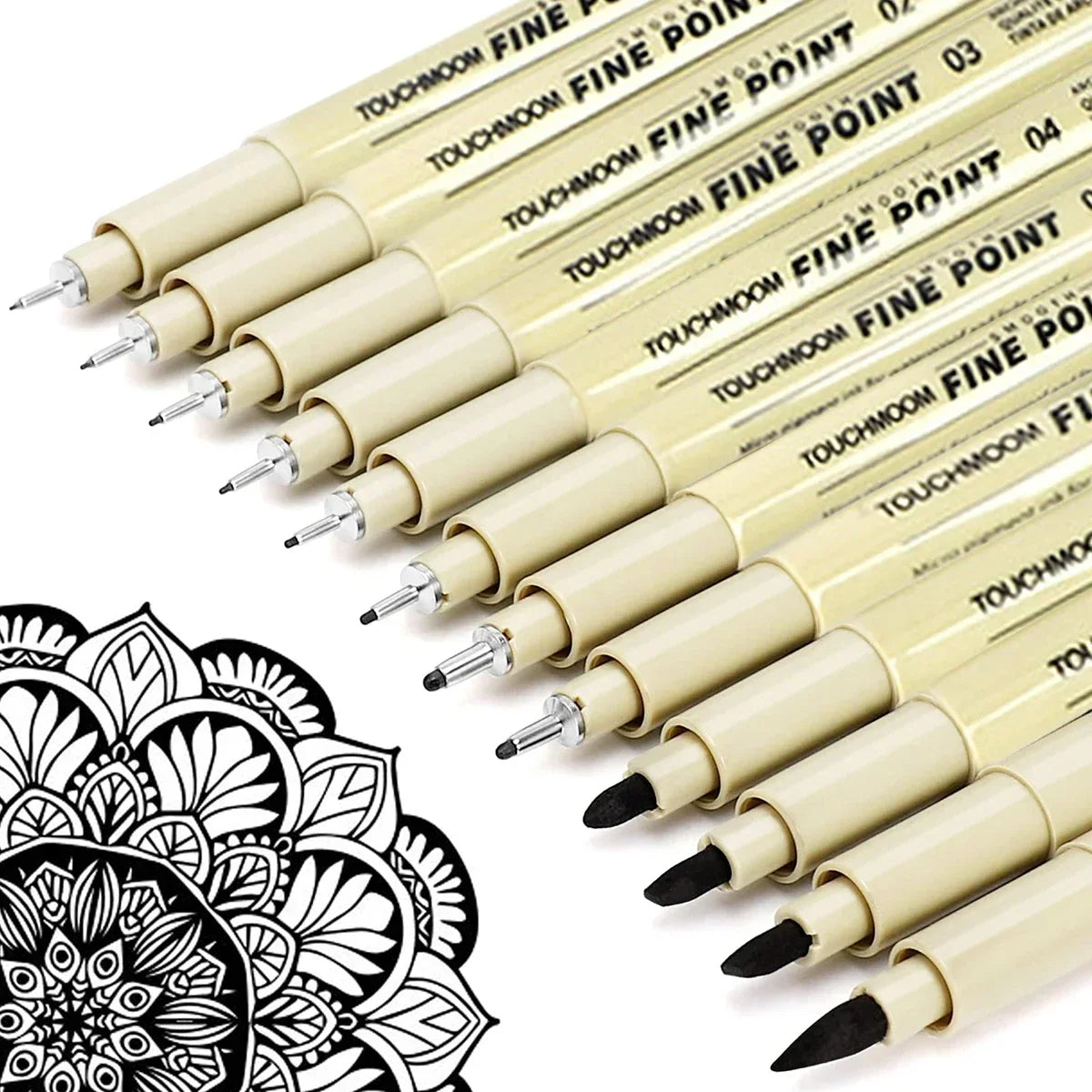 Buy The Best By Artsulli - Art is Long Life Short - 6-12Pcs/Set Hook Needle Pen Hand-painted Fineliner Sketch Student Study Office Supplies