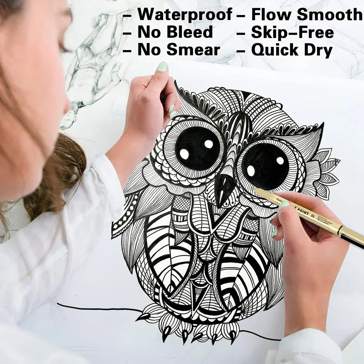 Buy The Best By Artsulli - Art is Long Life Short - 6-12Pcs/Set Hook Needle Pen Hand-painted Fineliner Sketch Student Study Office Supplies