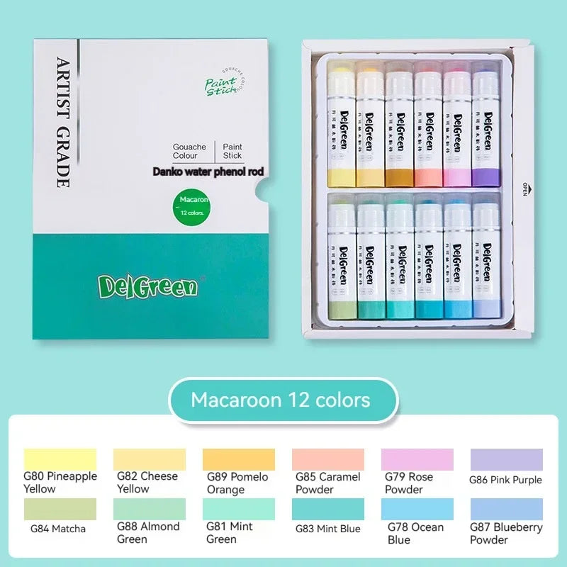Buy The Best By Artsulli - Art is Long Life Short - 6-24 Colors Artist Soft Solid Gouache Paint Sticks/Pastels/Crayon Basic/Macaron