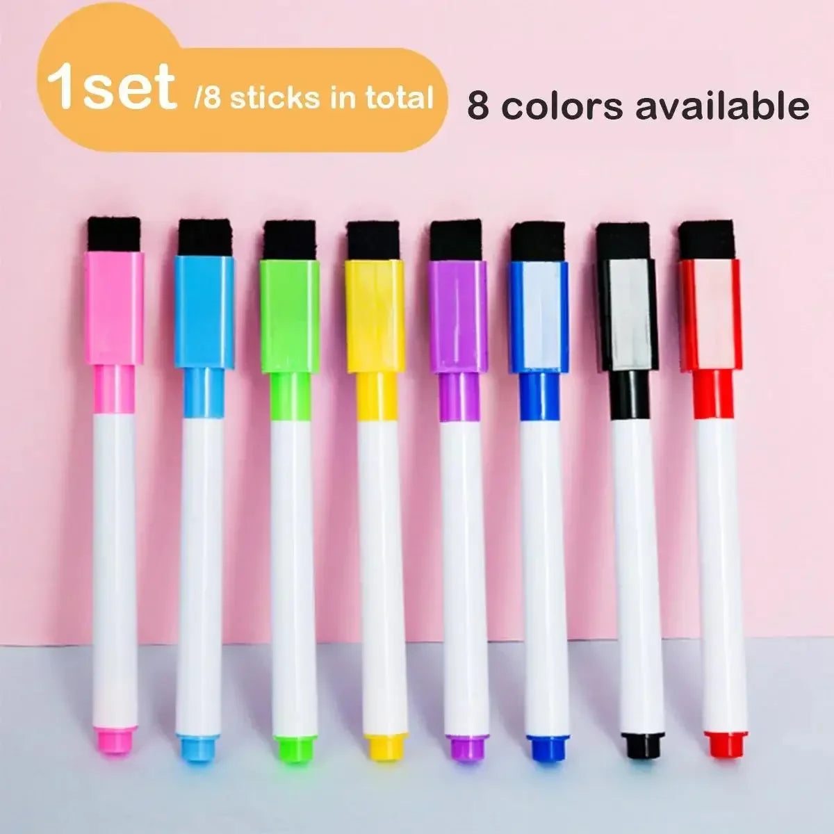 Buy The Best By Artsulli - Art is Long Life Short - 6/8pcs Magnetic Colorful Whiteboard Pen Black White Board Markers Built In Eraser