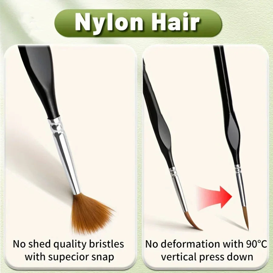 Buy The Best By Artsulli - Art is Long Life Short - 6/9pcs fine tipped brush set with triangular handle professional art supplies suitable
