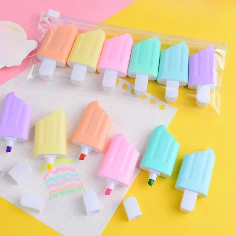 Buy The Best By Artsulli - Art is Long Life Short - 6 Pcs/Lot Cute Cartoon Highlighters School Office Stationery Students Drawing Supplies