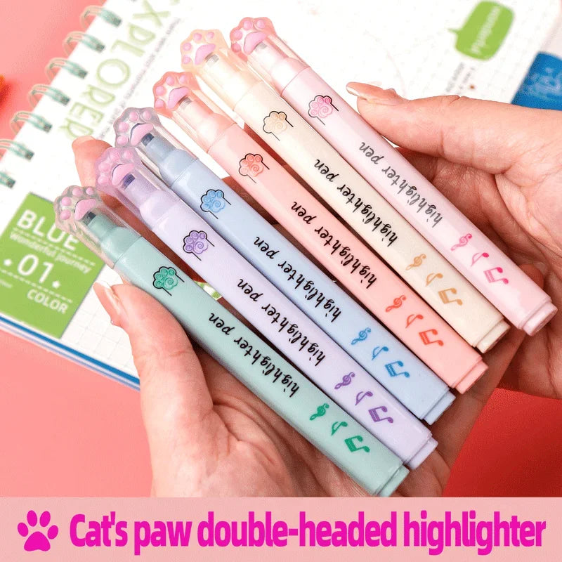 Buy The Best By Artsulli - Art is Long Life Short - 6 pcs/pack Kawaii Cat Claw Pastel Color Highlighters Drawing Markers Fluorescent Pen