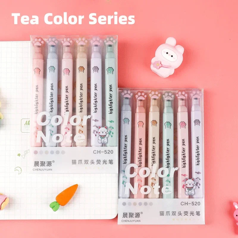 Buy The Best By Artsulli - Art is Long Life Short - 6 pcs/pack Kawaii Cat Claw Pastel Color Highlighters Drawing Markers Fluorescent Pen